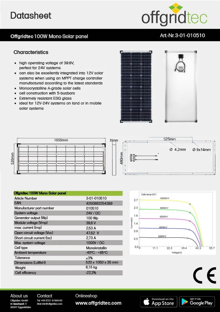 100W 39V Solarmodul monokristallin – Bild 4