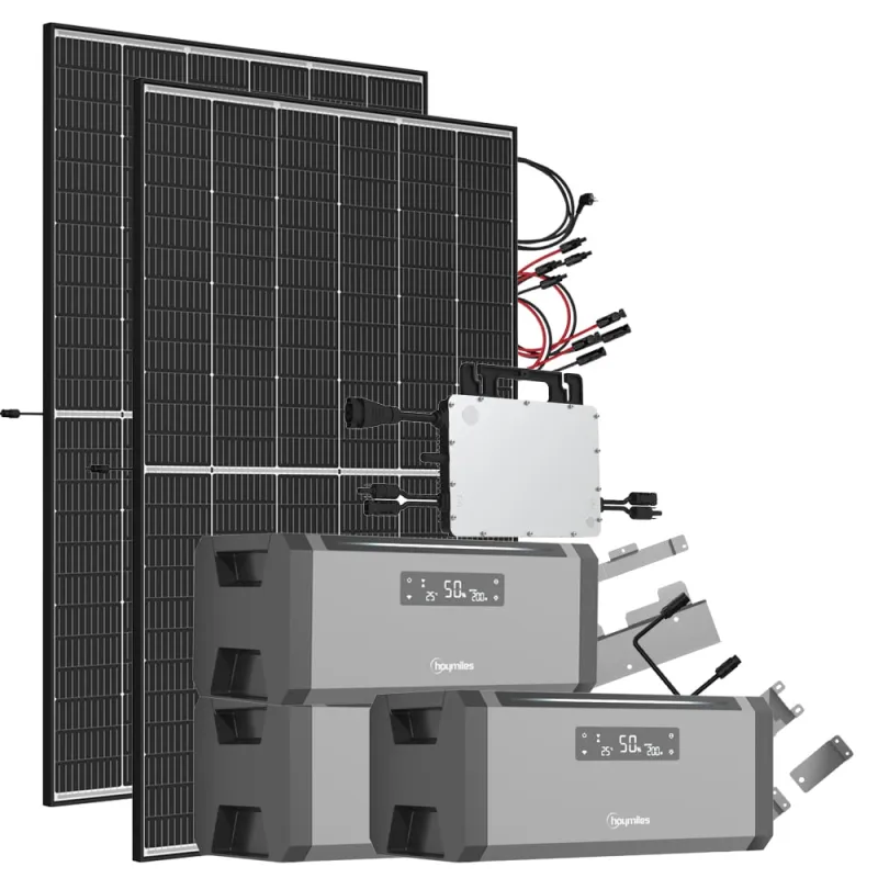 5,76 kWh 940W HiBattery HB-1920 Speichersystem Doppelglas Solarmodule inkl. Hoymiles HMS-800-2WB Wechselrichter 1-phasig