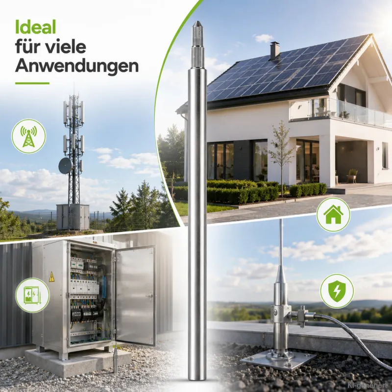 Tiefenerder V4A im Erdreich installiert für effektive Erdung von PV-Anlagen.