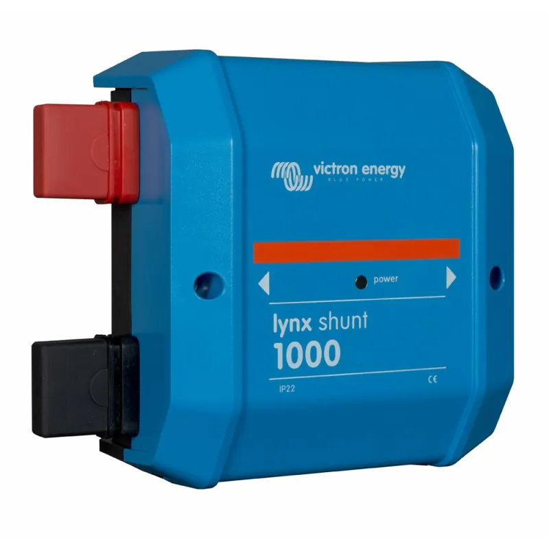 Frontansicht des Victron Energy Shunts mit VE.Can-Anschluss für Energiemanagement-Systeme.