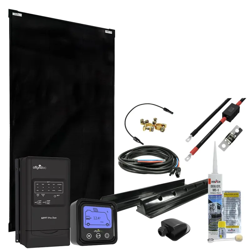 MobileBlack L 150W Wohnmobil Solaranlage 30A MPPT DUO Laderegler OLP PERC Solarmodul