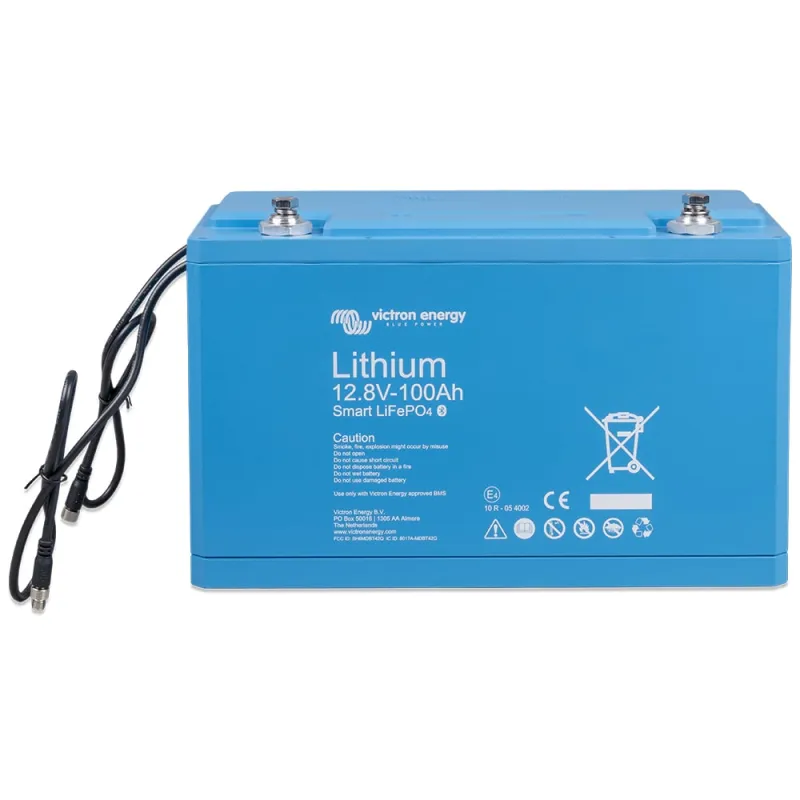 Technische Zeichnung des Victron Energy Batteriespeichers LiFePO4 mit Abmessungen.