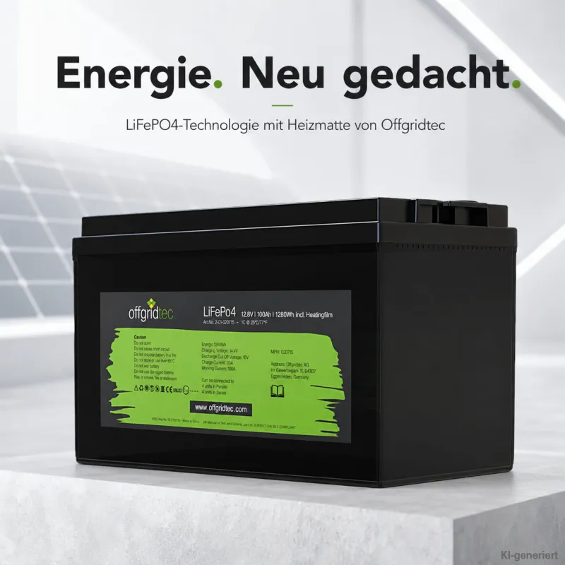 LifePo4 Akku 12/100 12,8V 100Ah mit BMS und Heizmatte 1280Wh – Bild 4