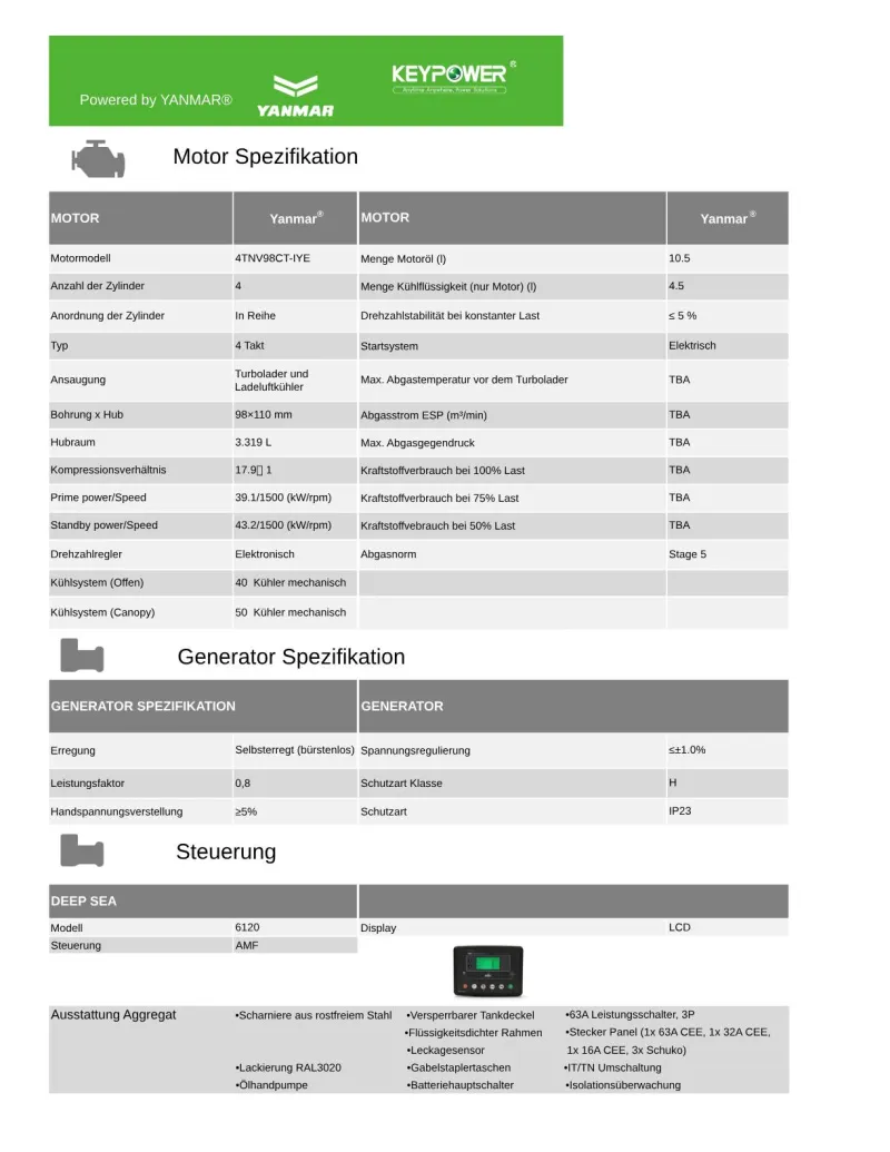 Stromerzeuger KWDS-0040-YK-SP-5 KEYPOWER 40KVA Stage 5 – Bild 4