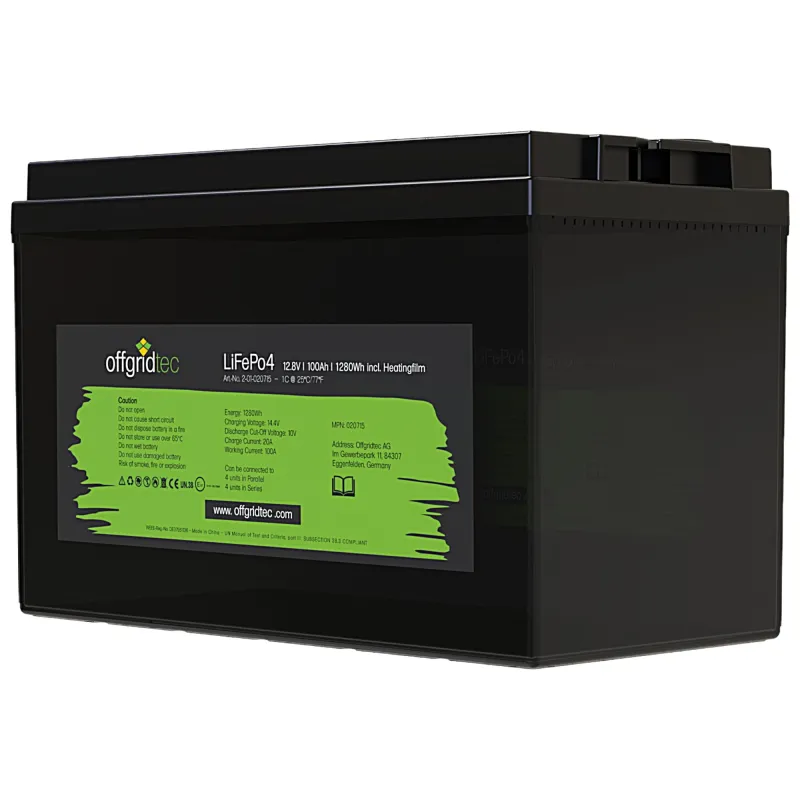 LifePo4 Akku 12/100 12,8V 100Ah mit BMS und Heizmatte 1280Wh
