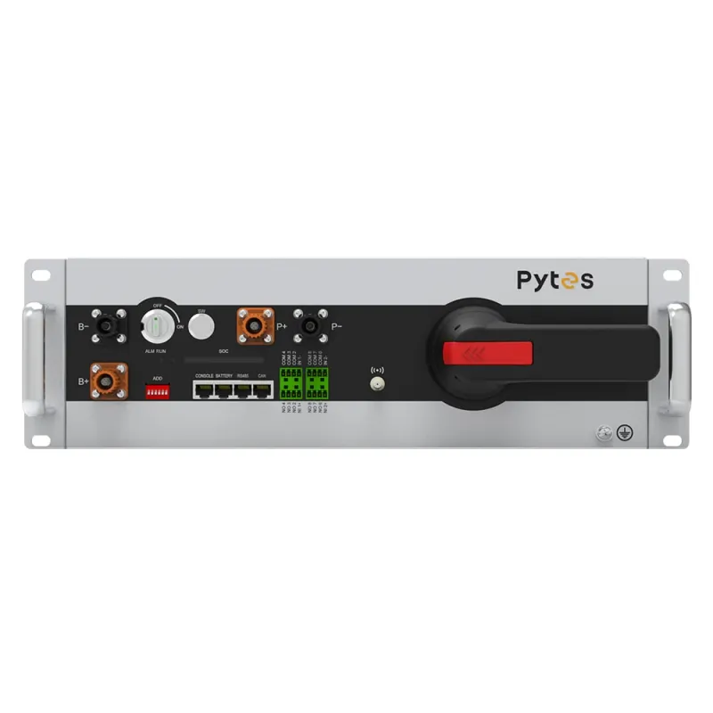 Anschlussseite der Pytes Batteriespeicher HV48100 BCU mit Kommunikationsports CAN, RS485 und WiFi.