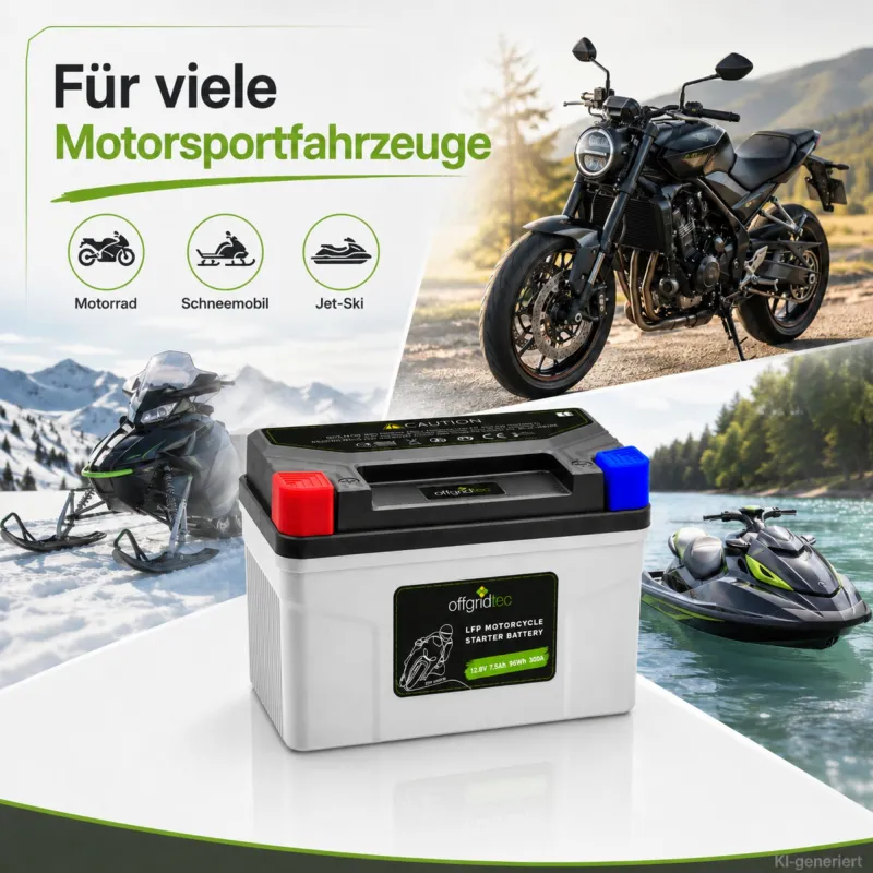Motorradbatterie LiFePO4 12,8V 7,5Ah Starterbatterie YT12A-BS, YT14A-BS, UTX12-BS(MF), YTZ12S, YTX12-BS, YTZ14S, YB12B-B2 – Bild 4