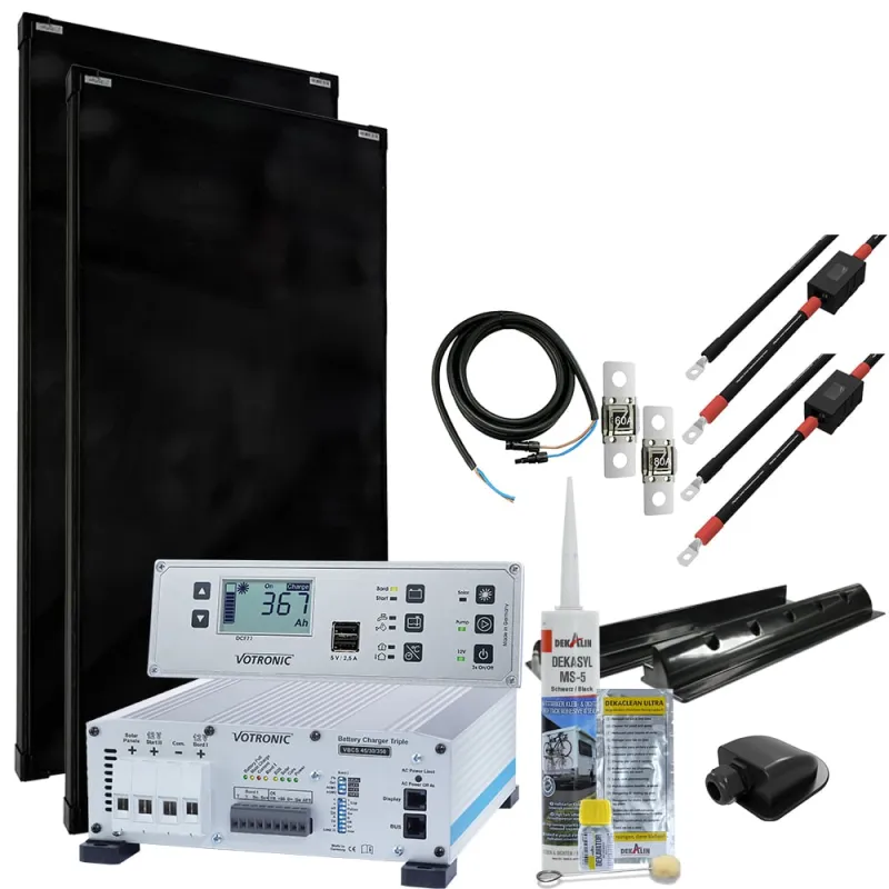mTriple Wohnmobil Solaranlage mit 2 x 180W 45/30/350 VBCS Triple Charger und 5748 VPC Jupiter Kombipanel