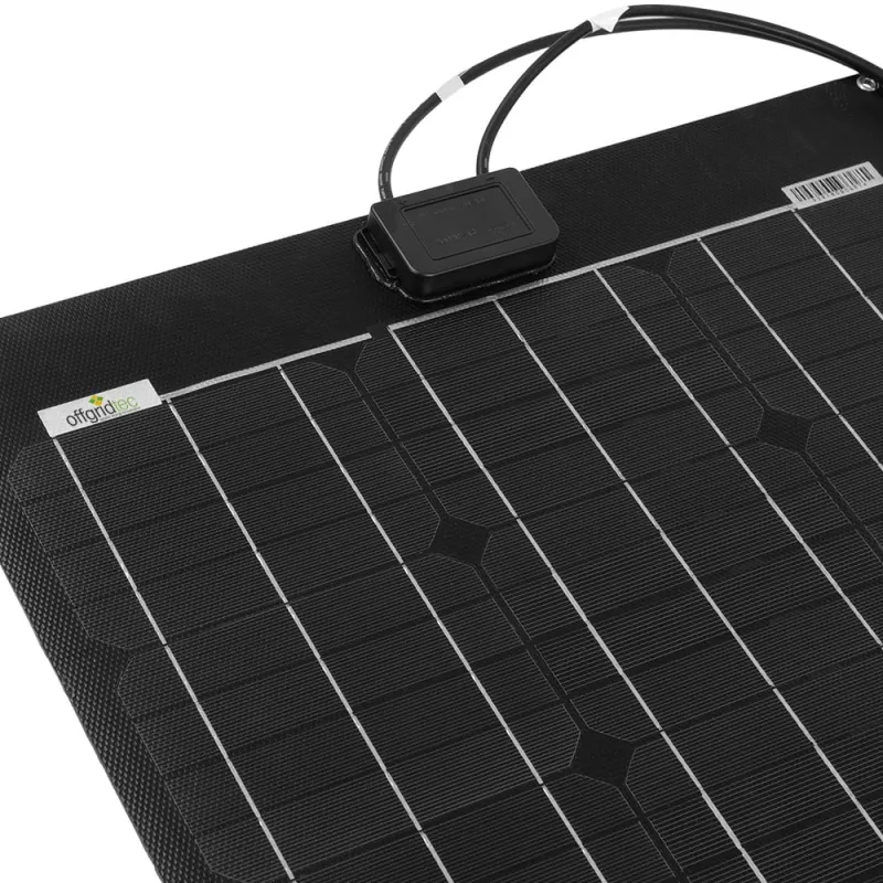 Ansicht des Solarmoduls PCB-ETFE von der Seite, zeigt die Biegbarkeit bis 18 Grad.