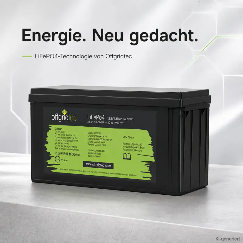 Technische Details des Batteriespeichers LifePo4 Akku mit 4,019 kWh Speicherkapazität.