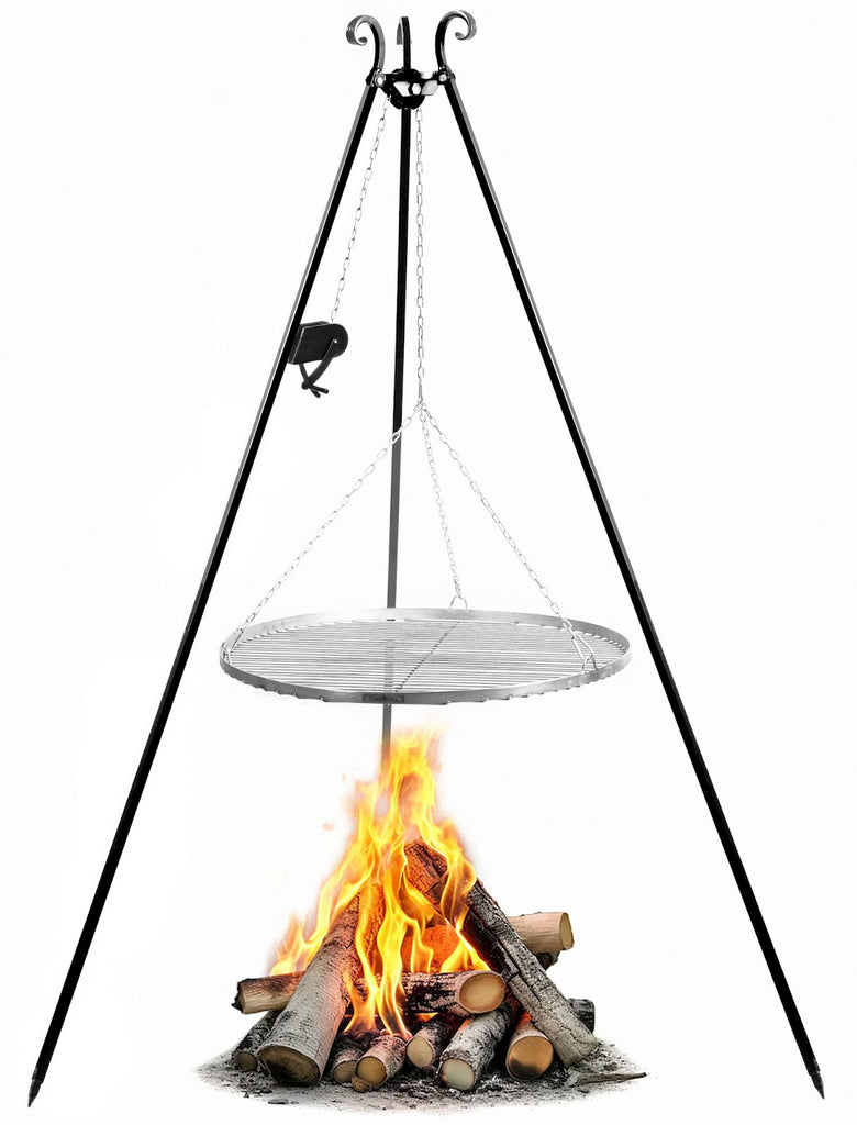 Cookking 180 cm Dreibein-Grill mit Winde und 80 cm Grillrost aus Edelstahl