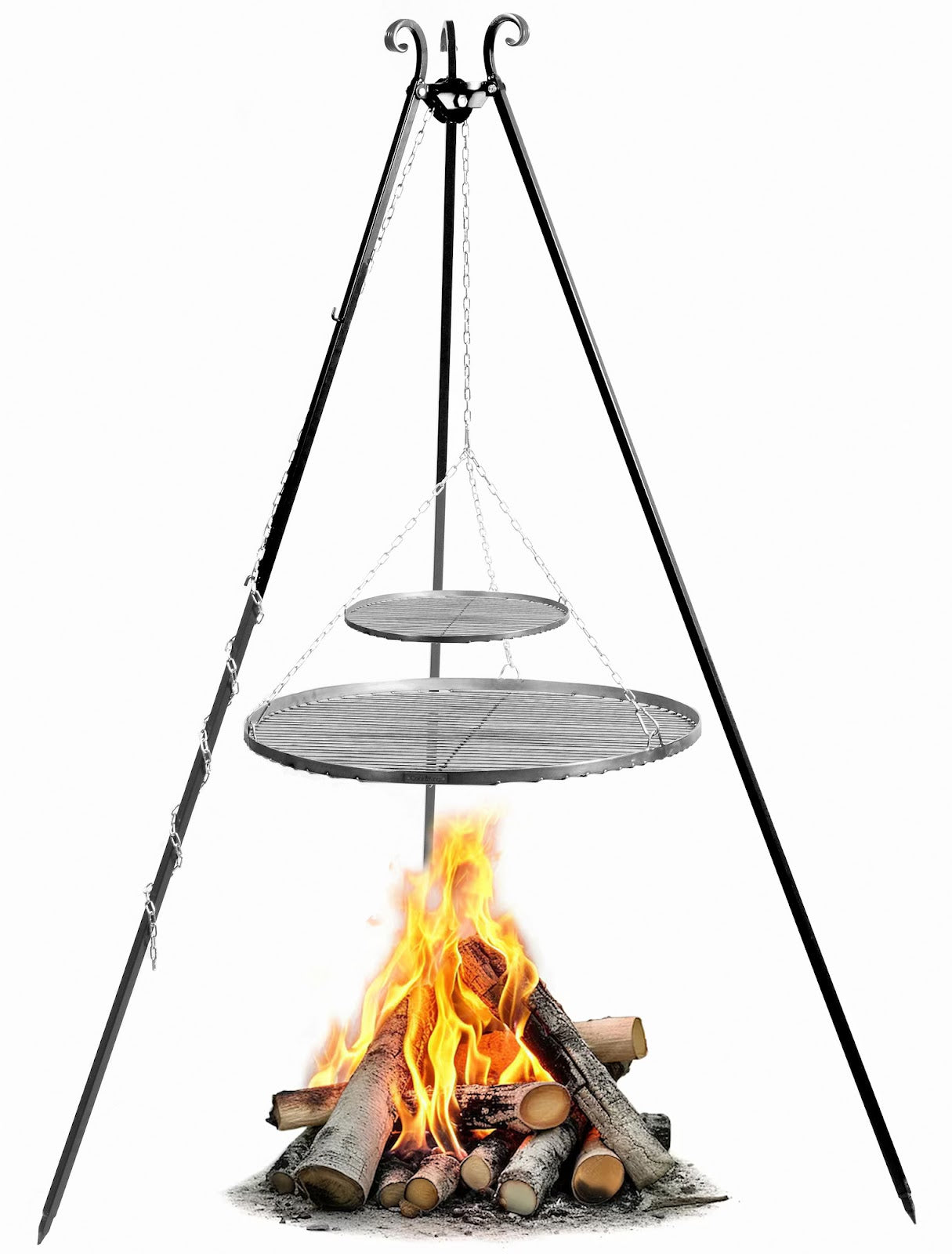 Cookking Schwenkgrill 180 cm - Doppelrost aus Rohstahl 80 cm + 40 cm – Bild 2