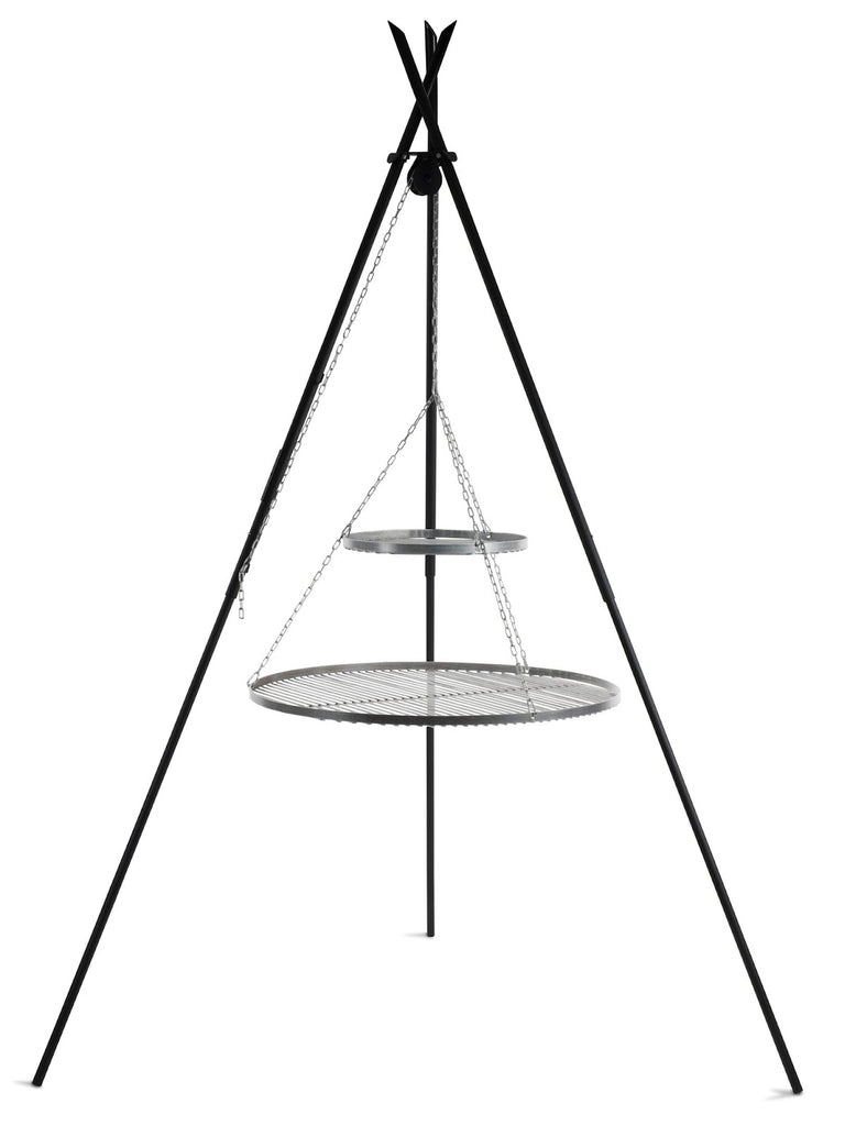 Cookking Schwenkgrill "TIPI" 210 cm - Doppelrost aus Edelstahl 80 cm + 40 cm