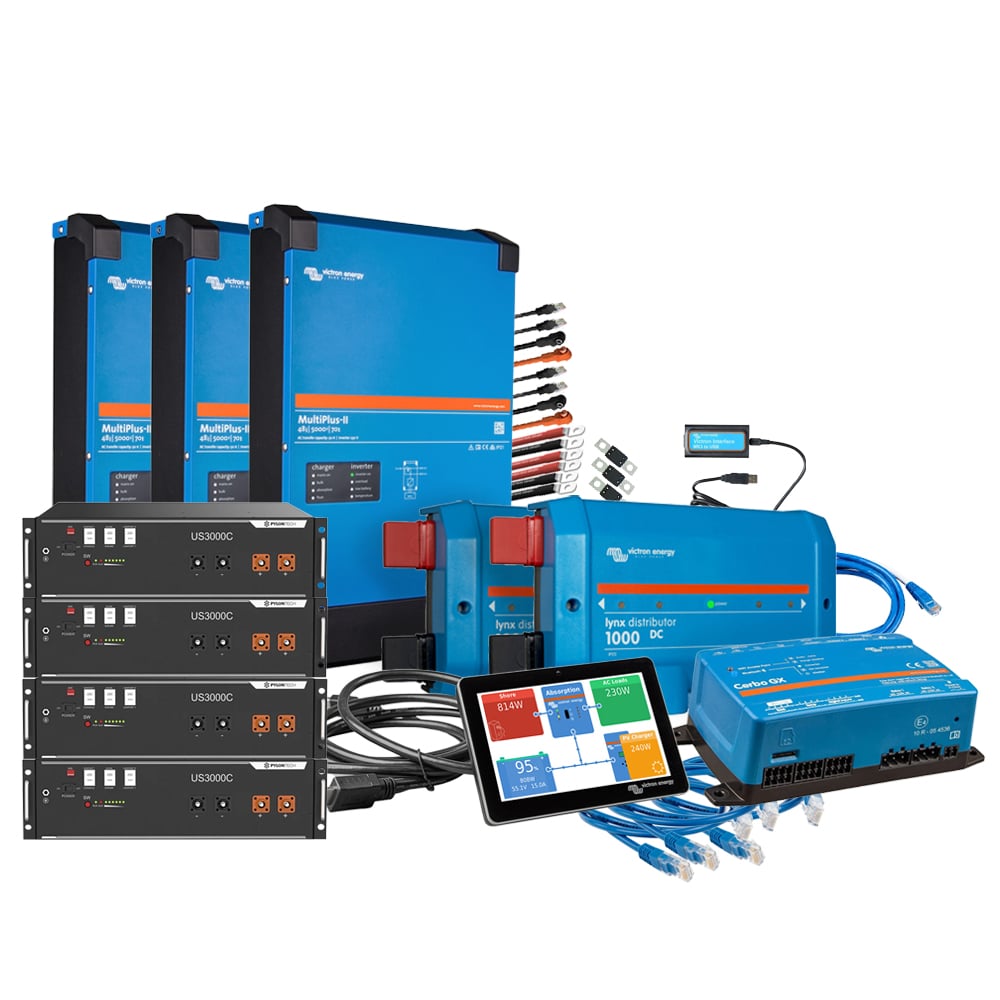 Backup-Kit 3-phasig 14kWh mit Pylontech US3000D Akku Victron MultiPlus-II 48/5000
