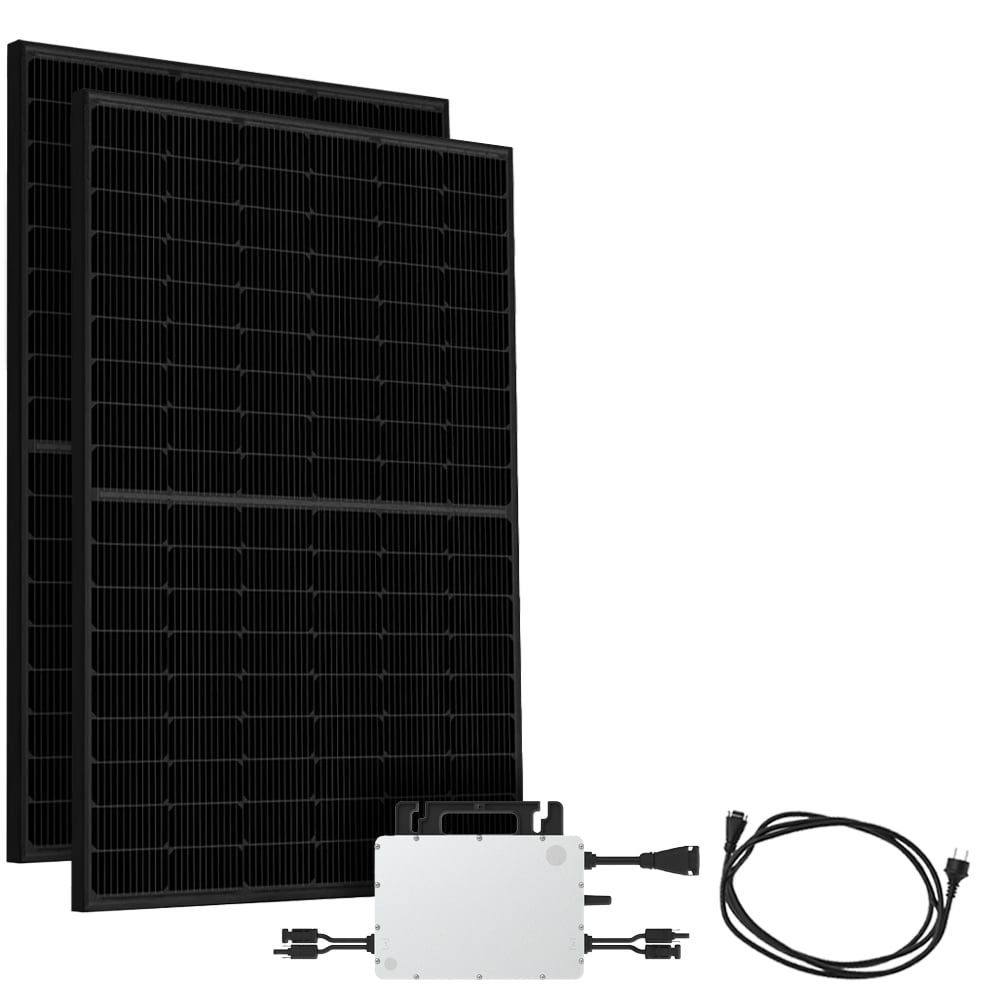 Solar-Direct 900W HMS-800-2WB Balkonkraftwerk Bifazial Full Black Schukosteckdose - 5m - Ohne Halterung