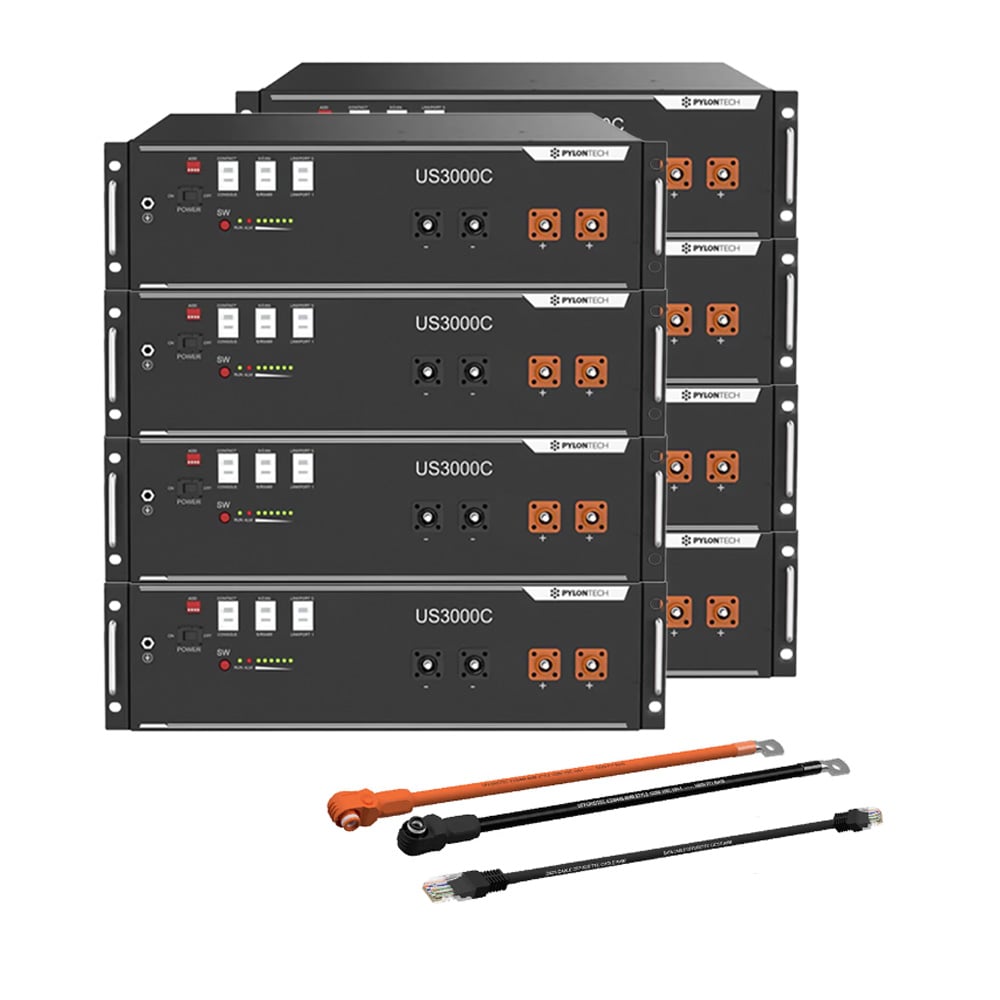 Pylontech 8x US3000D LiFePO4 Batterie 28kWh mit Wechselrichter-Anschlusskabelset