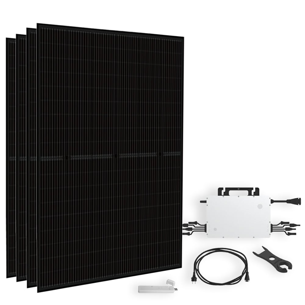Solar-Direct 1800Wp Full Black PV-Anlage mit HMS-2000-4T – 15m HMS-Anschlusskabel – inkl. DTU-Lite-S