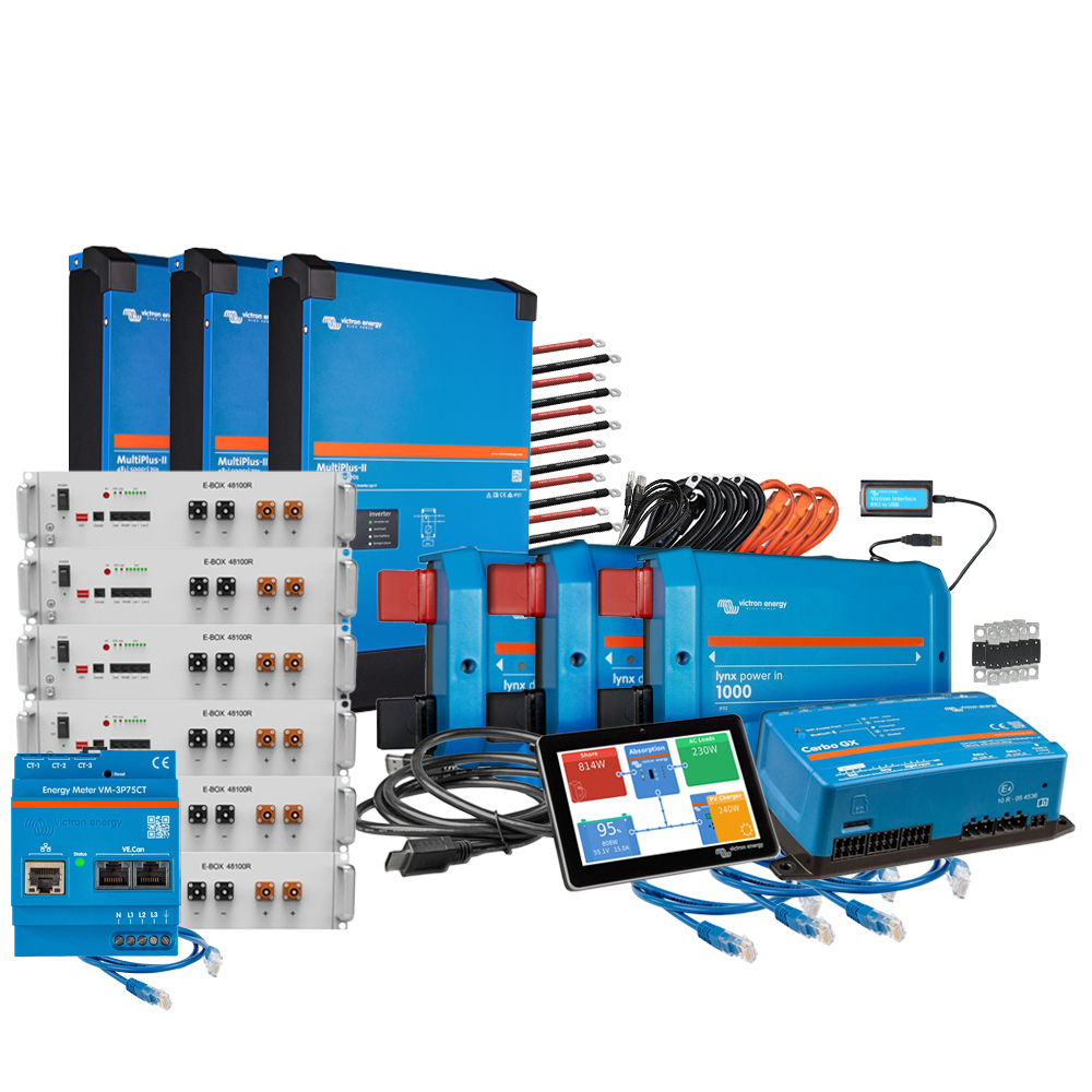 Backup-Kit Nachrüstsatz 30,7kWh mit Pytes 48100R-TE+ Akku Victron MultiPlus-II 48/5000 3-phasig mit Stromzähler