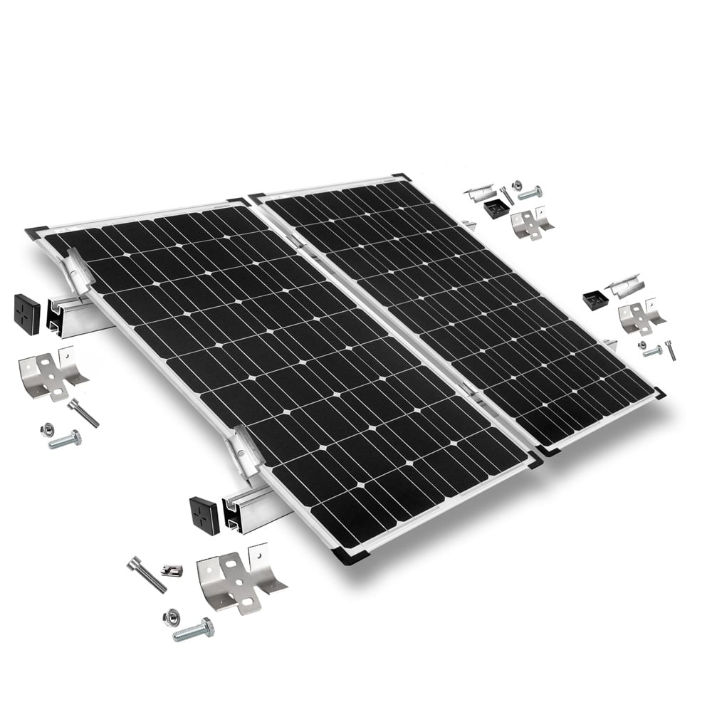 Befestigungskit mit Trapezklemmen für Blechdach 2 Solarpanel Rahmenhöhe 35mm