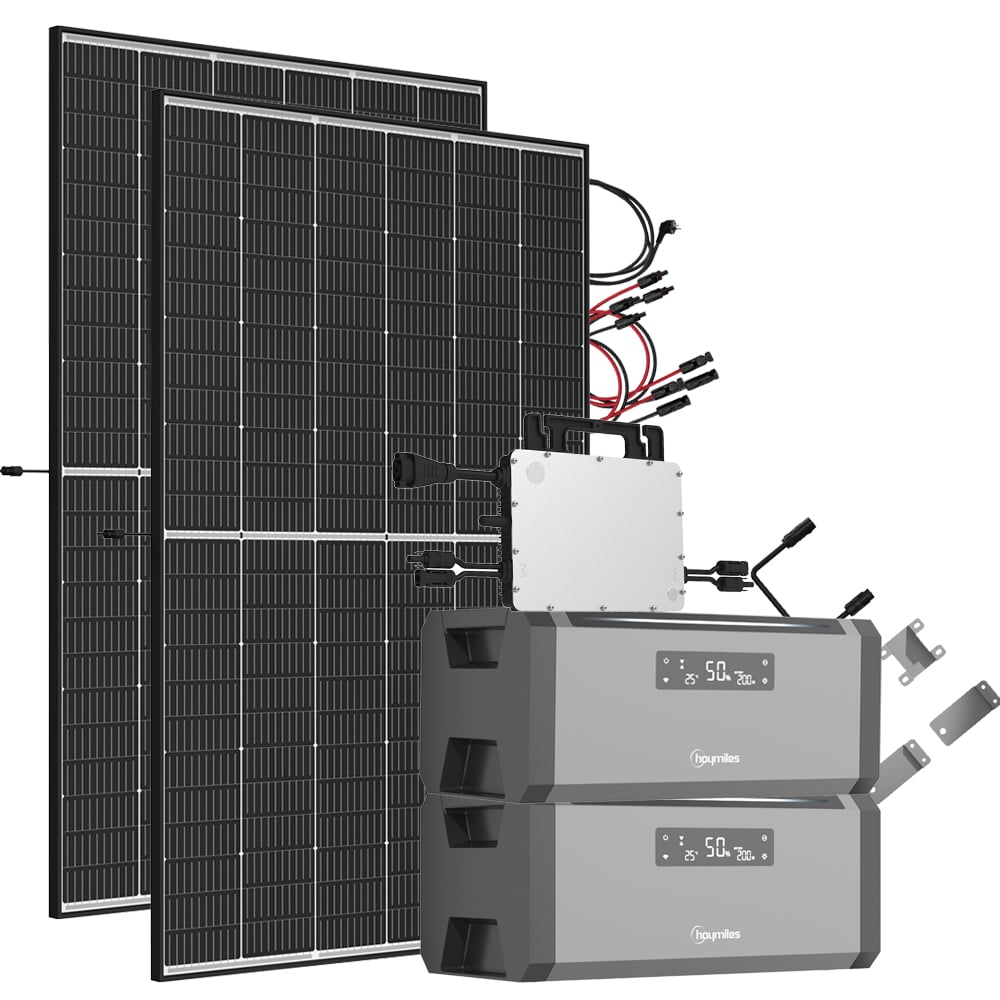 3,84 kWh 940W HiBattery HB-1920 Speichersystem Doppelglas Solarmodule inkl. Hoymiles HMS-800-2WB Wechselrichter 1-phasig