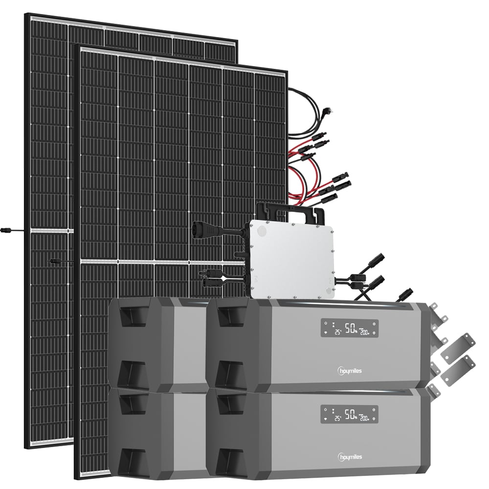 7,68 kWh 940W HiBattery HB-1920 Speichersystem Doppelglas Solarmodule inkl. Hoymiles HMS-800-2WB Wechselrichter 1-phasig