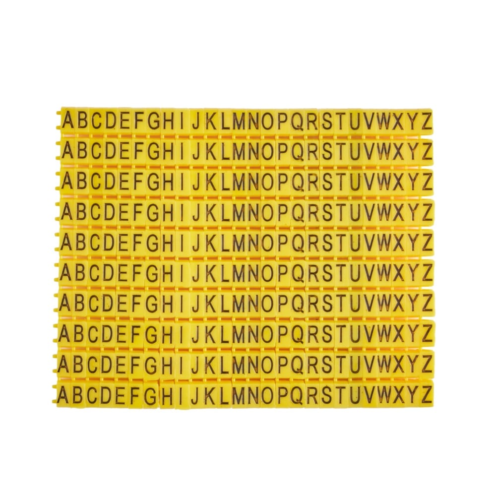 Kabelmarker Clips A–Z, 260 Stück, für 2,5 mm² Kabel, je 10x Buchstaben, gelb