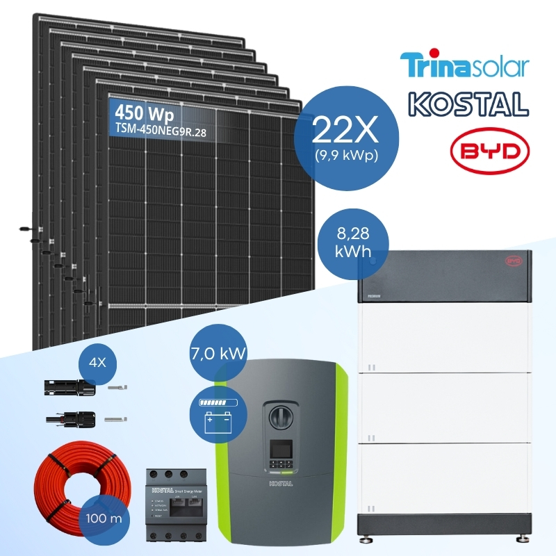 PV-Komplettset 8 kWp - 18x Trina 450 Wp + Kostal PLENTICORE plus G2 7.0 + BYD B-Box HVM 8.3