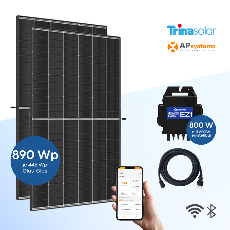 Balkonkraftwerk Trina Solar 890 Wp mit APsystems EZ1