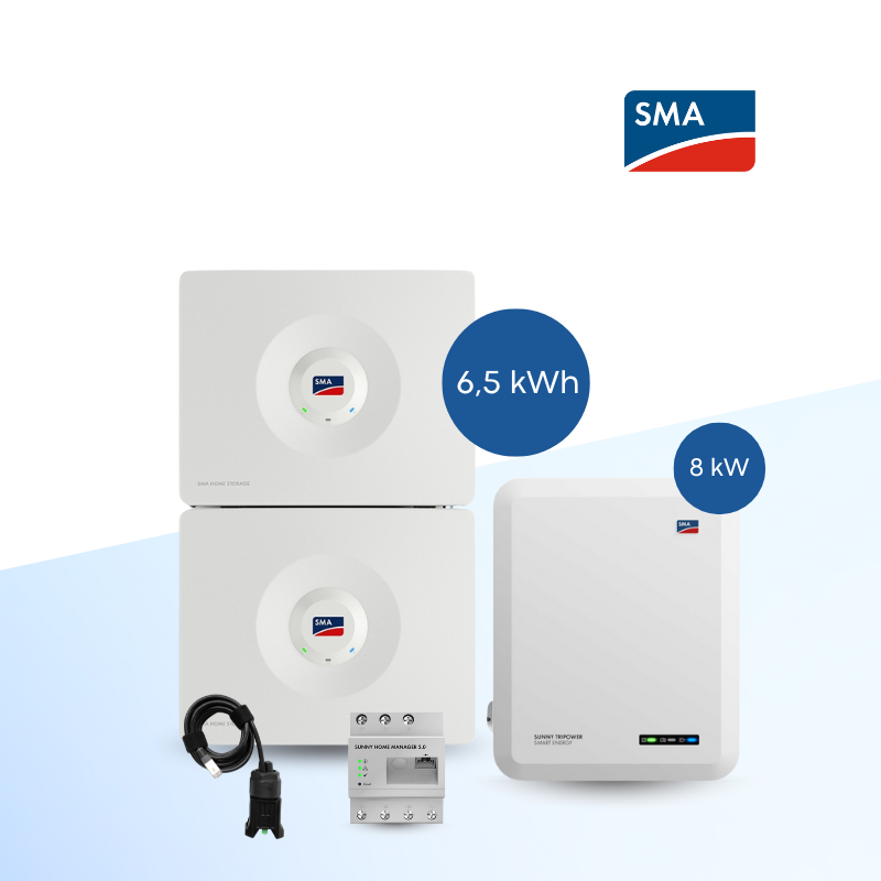 SMA Home Storage 6.5 + Sunny Tripower 8.0 SE inkl. Sunny Home Manager HM-20 und Kommunikationskabel