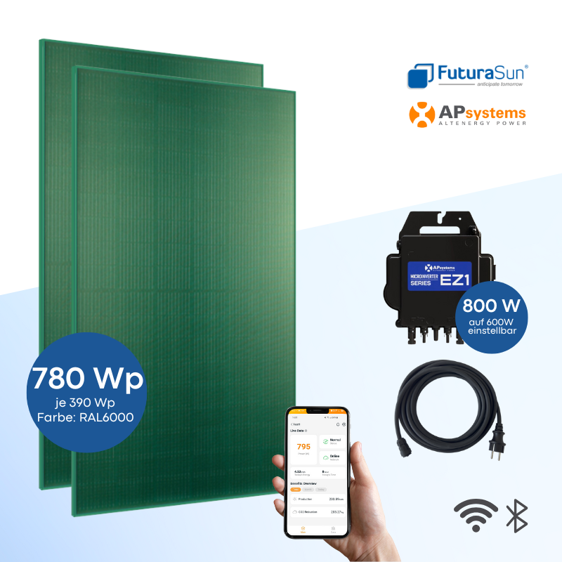 Balkonkraftwerk FuturaSun Green 780 Wp mit APsystems EZ1