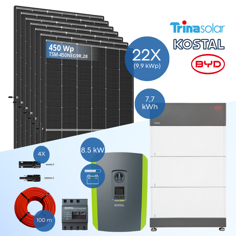 PV-Komplettset 10 kWp - 22x Trina 450 Wp + Kostal PLENTICORE plus G2 8.5 + BYD B-Box HVS 7.7