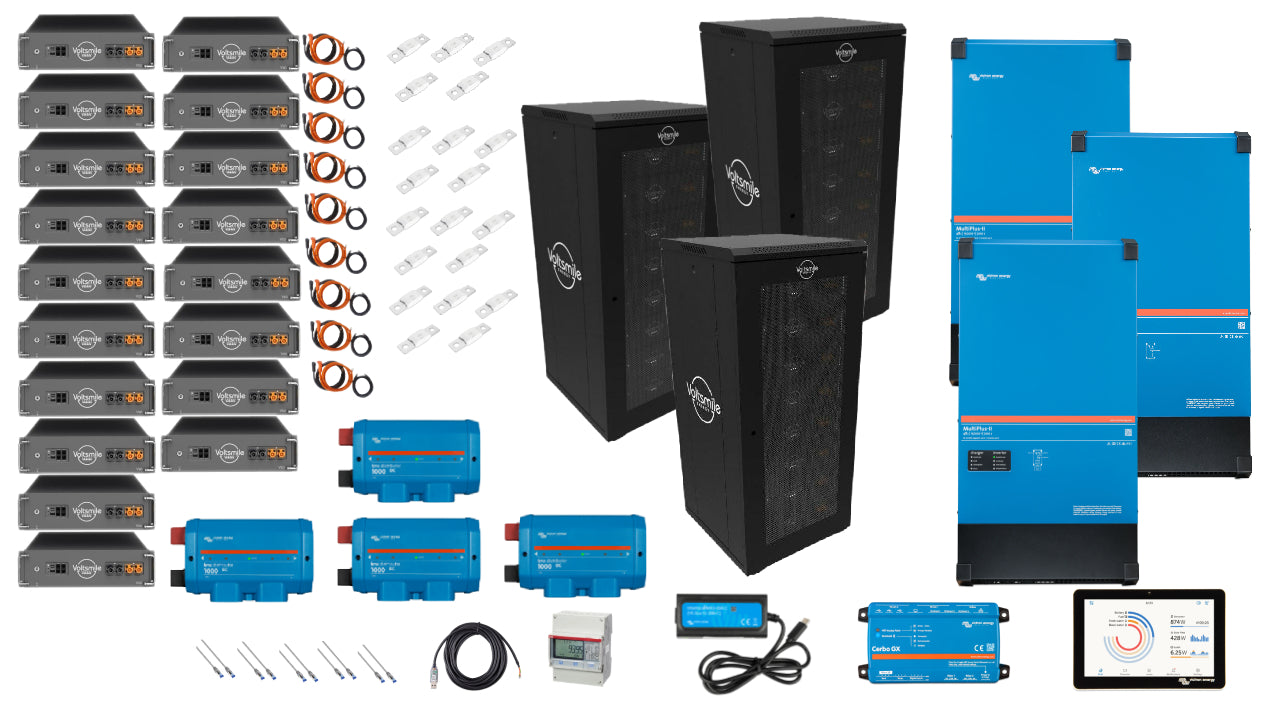 Set EFH 3 Phase 90kW h Voltsmile Akku 45kva MultiPlus-II Mueller