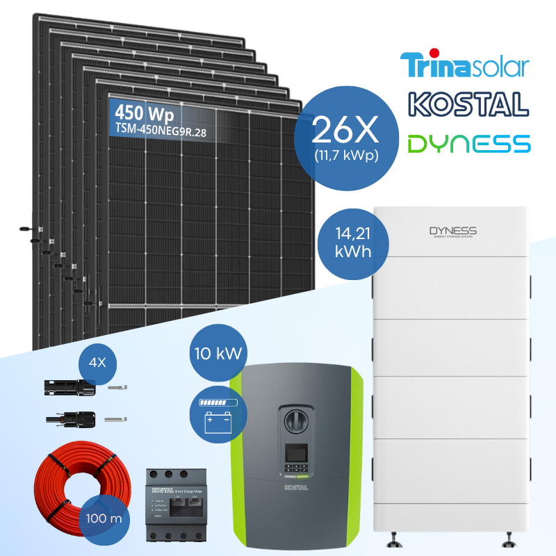 PV-Komplettset 10 kWp - 22x Trina 450 Wp + Kostal PLENTICORE plus G2 10 + Dyness Tower 2.0 T14