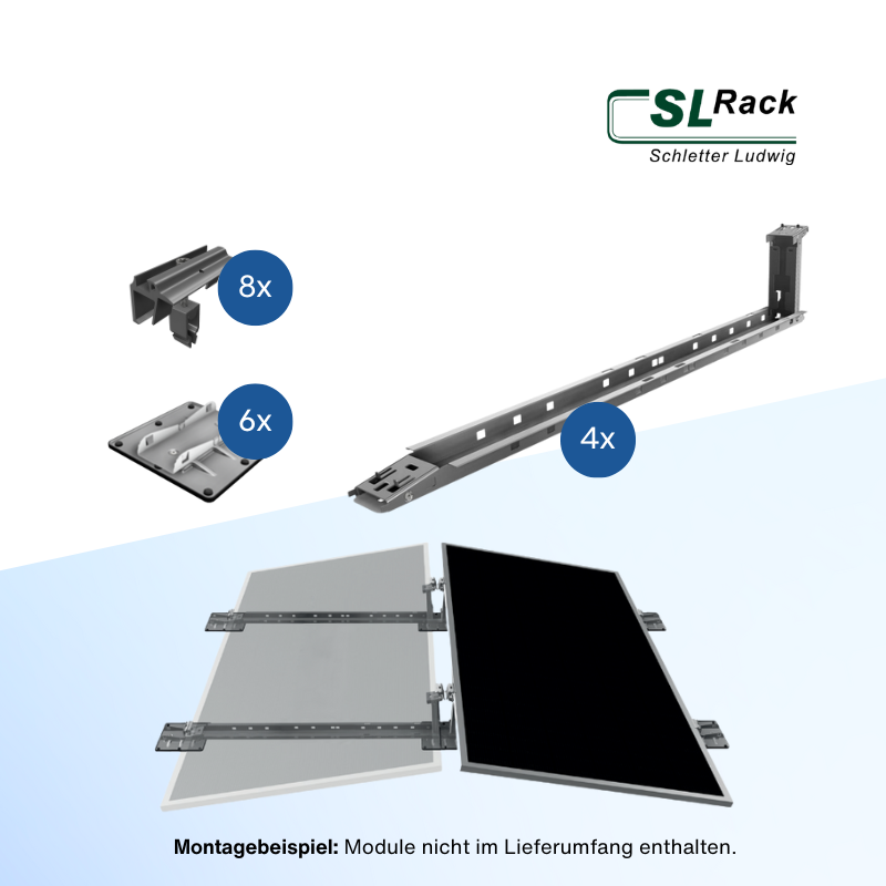 SL Rack SL Fast Flat Ost-West Flachdach-Montagesystem für 2 PV-Module