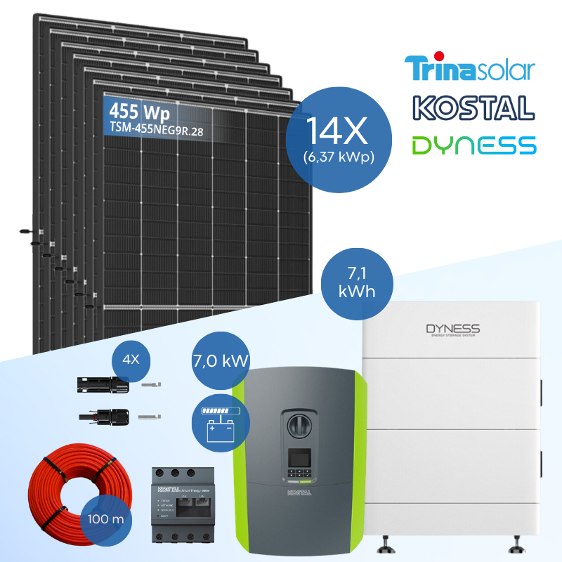 PV-Komplettset 12 kWp - 26x Trina 455 Wp + Kostal PLENTICORE plus G2 10 + Dyness Tower 2.0 T10