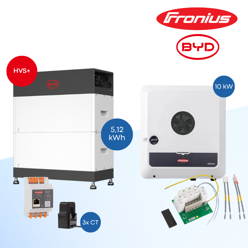Fronius Symo GEN24 10.0 Plus SC + BYD Battery-Box HVS+ 5.1 kWh – Hybrid-Wechselrichter & Batteriespeicher Set