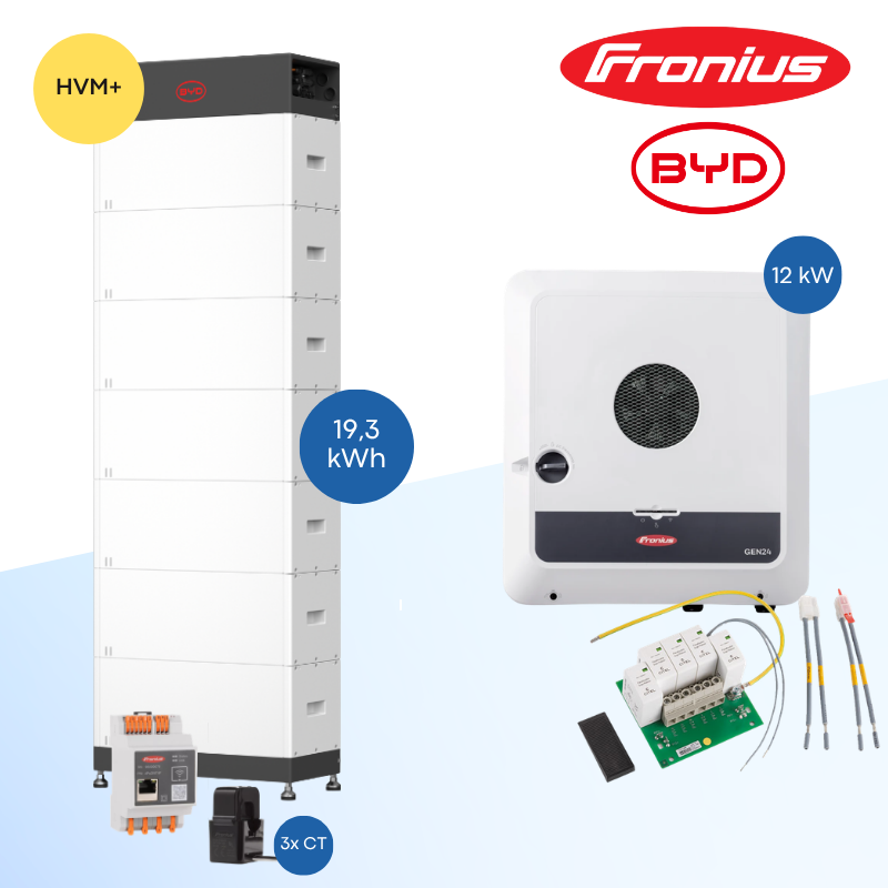 Fronius Symo GEN24 12.0 Plus SC + BYD Battery-Box HVM+ 19.3 kWh – Hybrid-Wechselrichter & Batteriespeicher Set