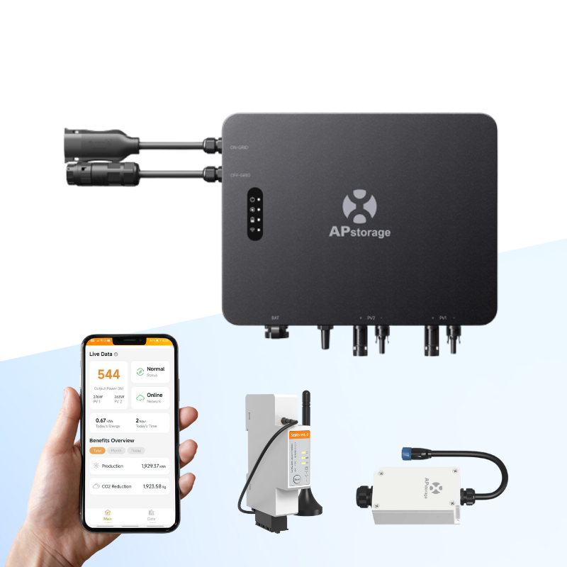 APsystems EZHI 1200 W Hybrid-Mikrowechselrichter inkl. APMETER + Batterieadapter